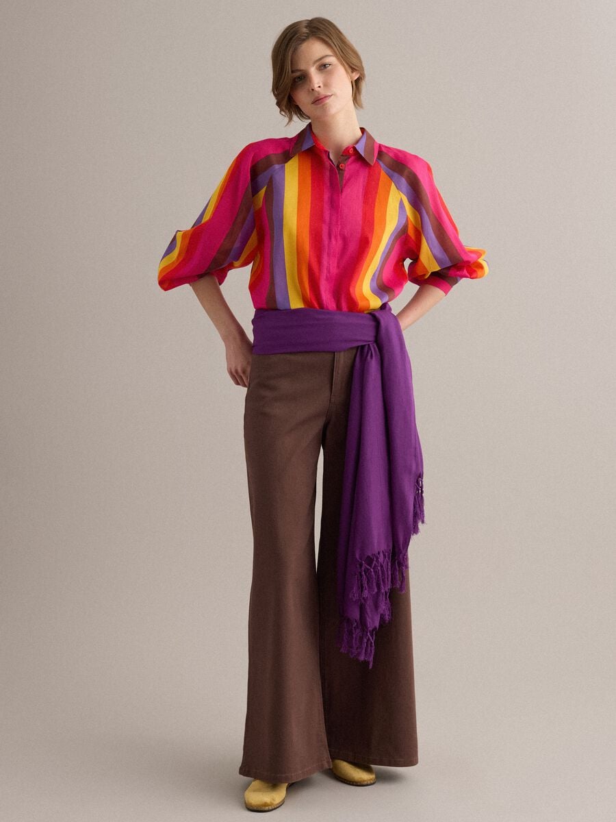Multicolour pure cotton shirt with classic collar_2