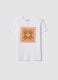 White pure cotton T-shirt with front print_4