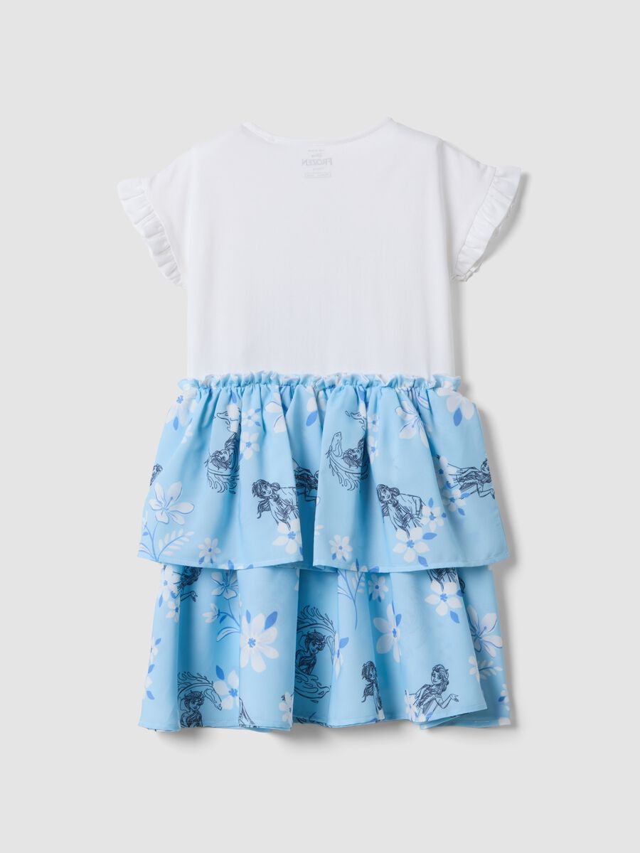 Light blue mini dress in stretch cotton with tiered skirt_1