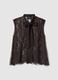 Regular fit brown lace tank top with bow_4