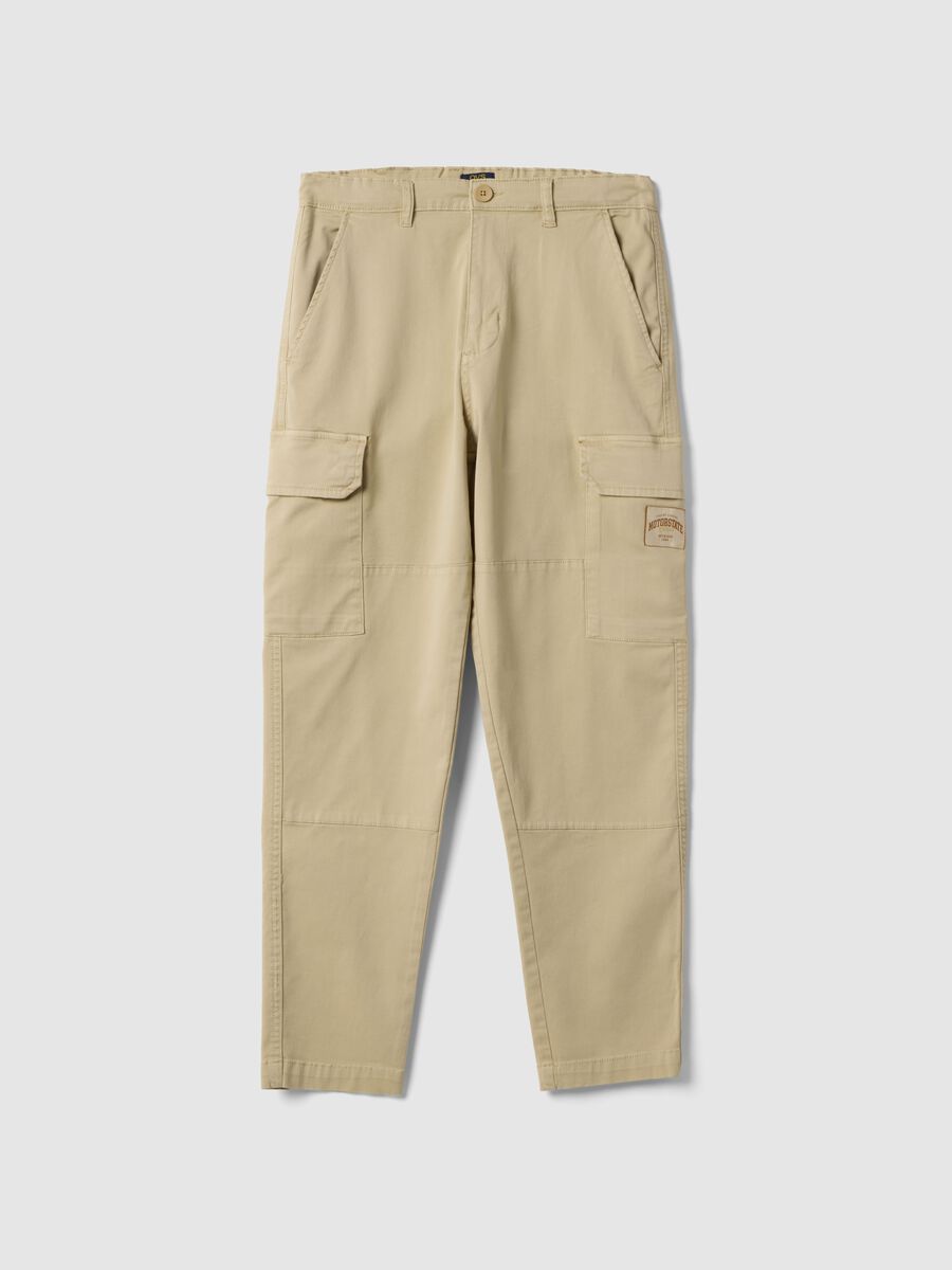 Boy's beige stretch cotton cargo trousers, regular fit_3