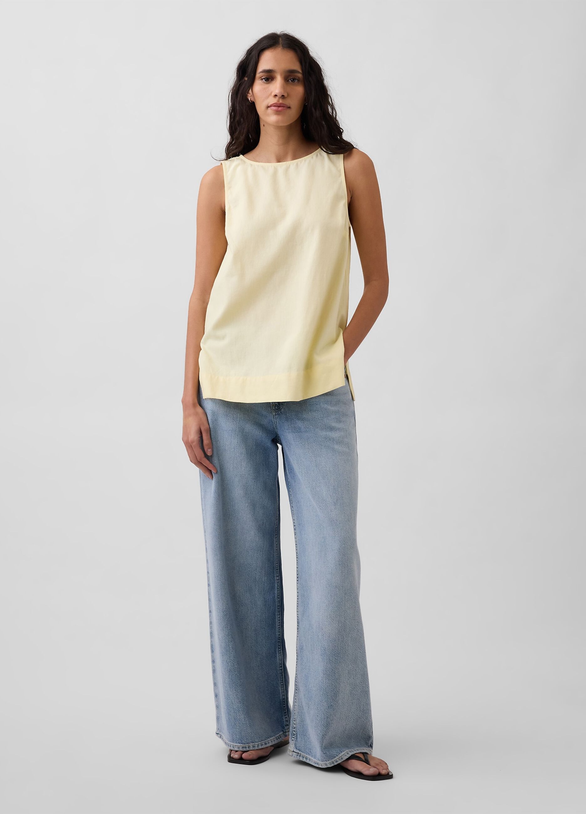 Linen-blend tank top