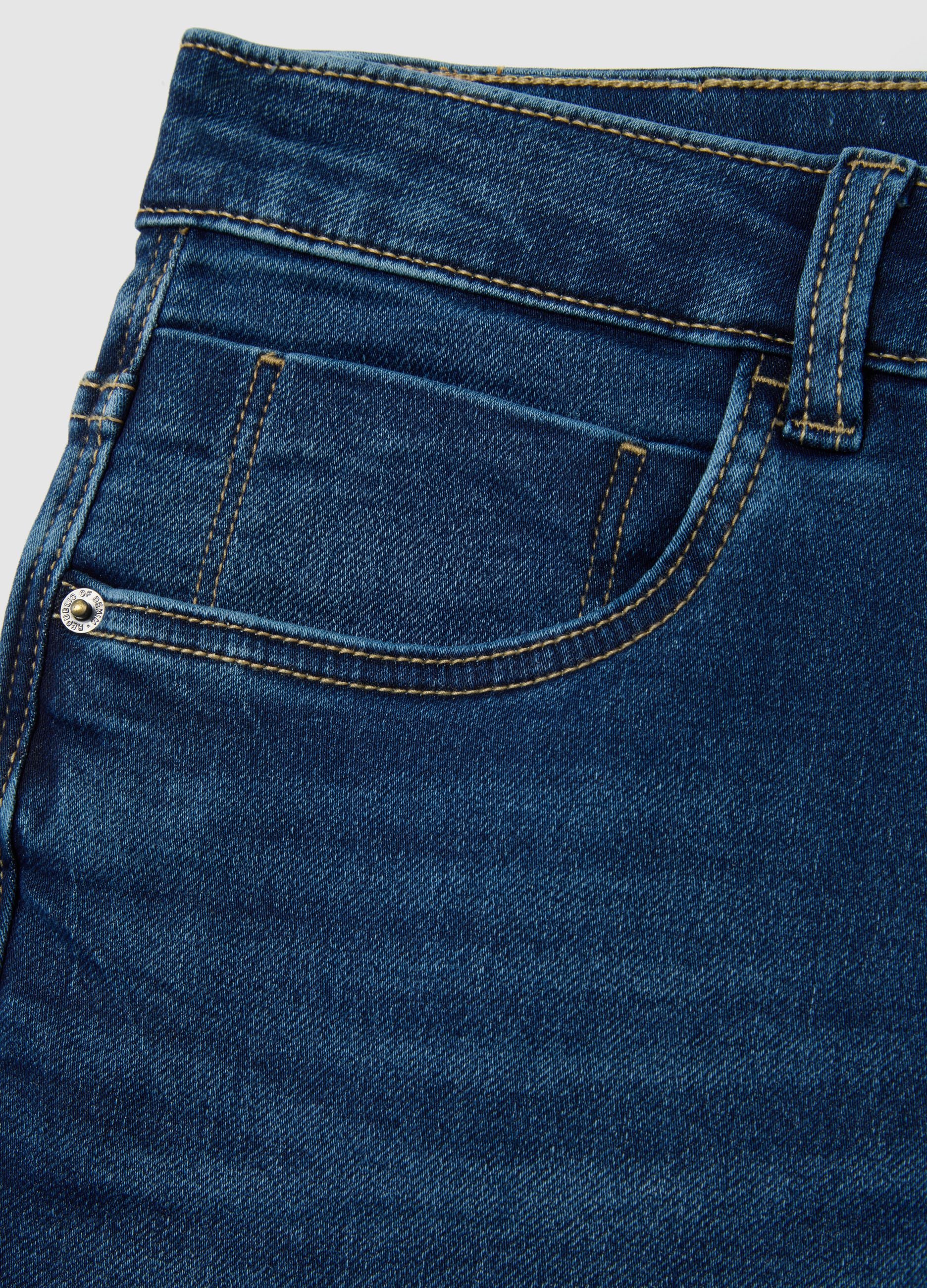 Blue denim jeans in cotton blend skinny fit
