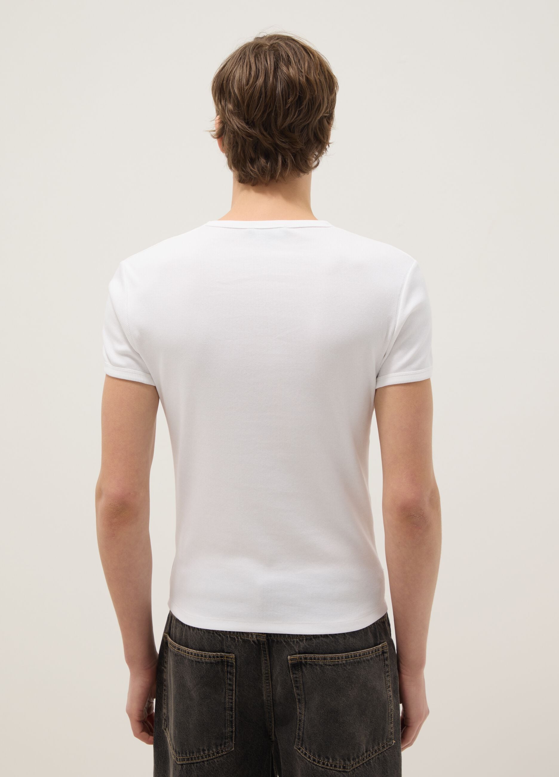 White slim fit stretch cotton t-shirt