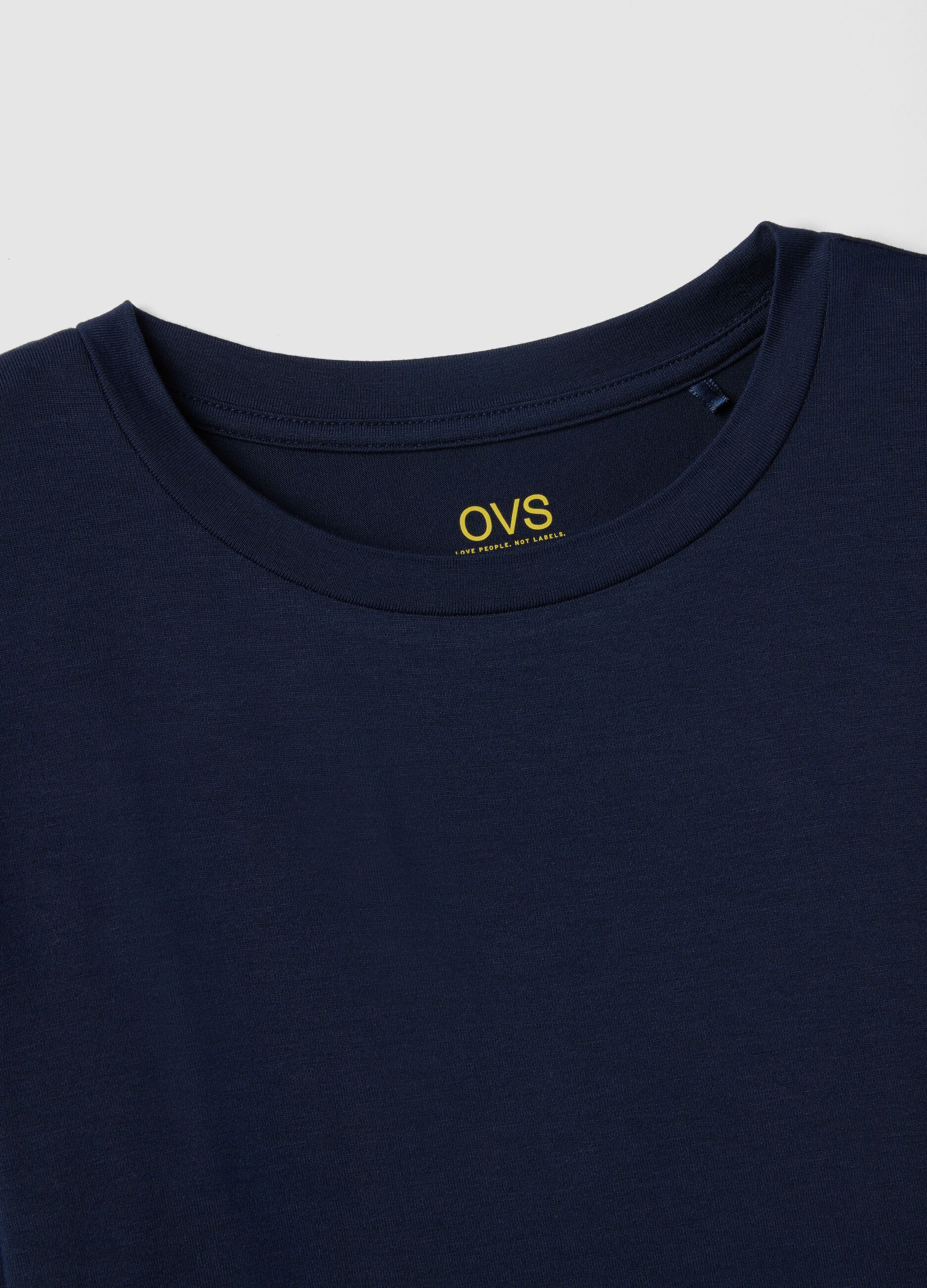 Blue stretchy viscose regular fit t-shirt