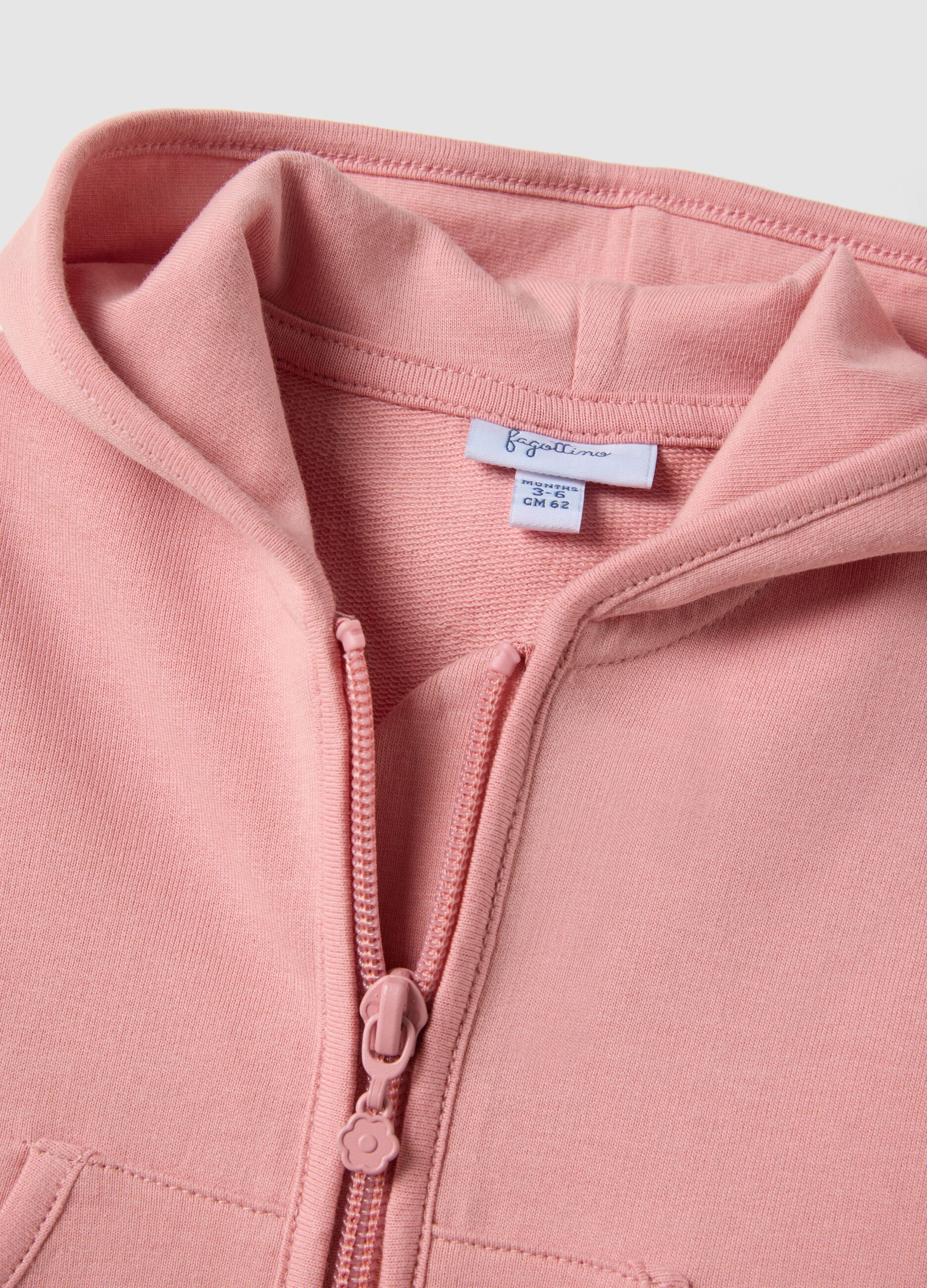 Baby girl's regular fit pink cotton sweatshirt with toy