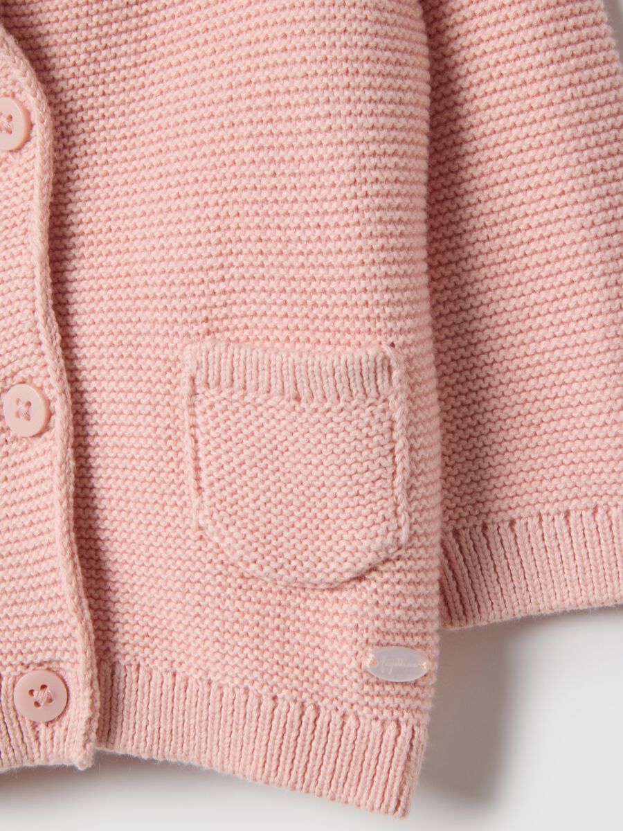 Pink pure cotton regular fit hooded cardigan for baby girl_3
