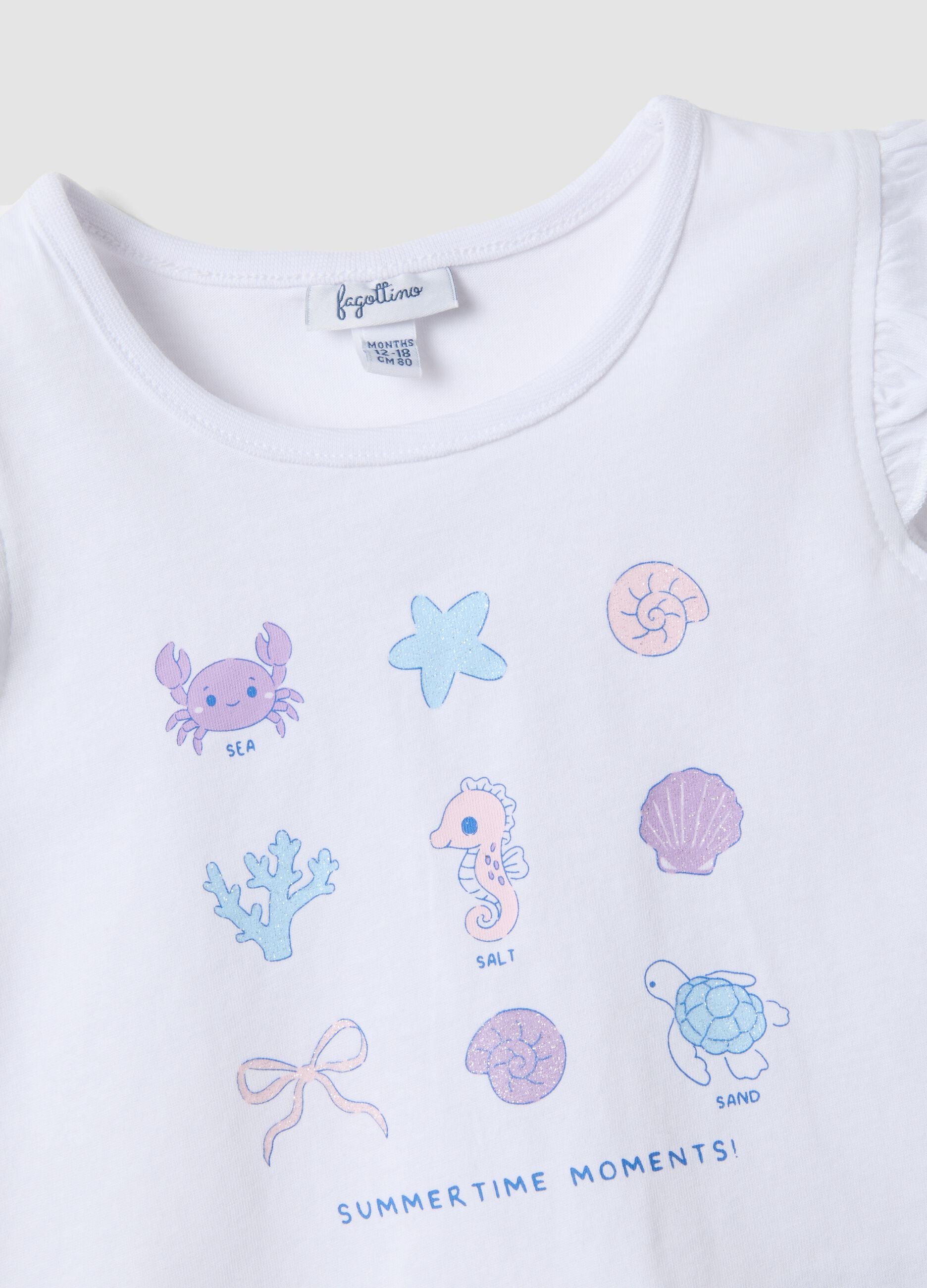 Two-pack of sky-blue pure cotton tank tops with frills