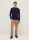Long sleeve blue t-shirt in stretch cotton regular fit_0