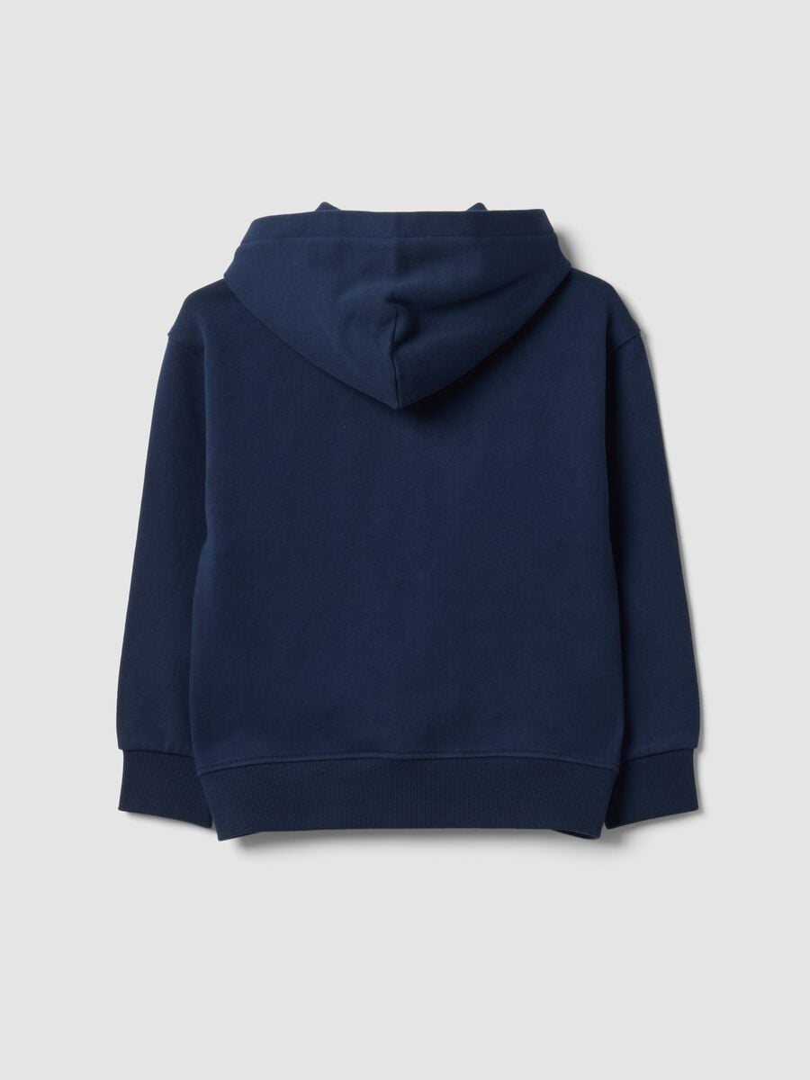 Blue hooded sweatshirt in pure organic cotton, oversized fit, for boys_1