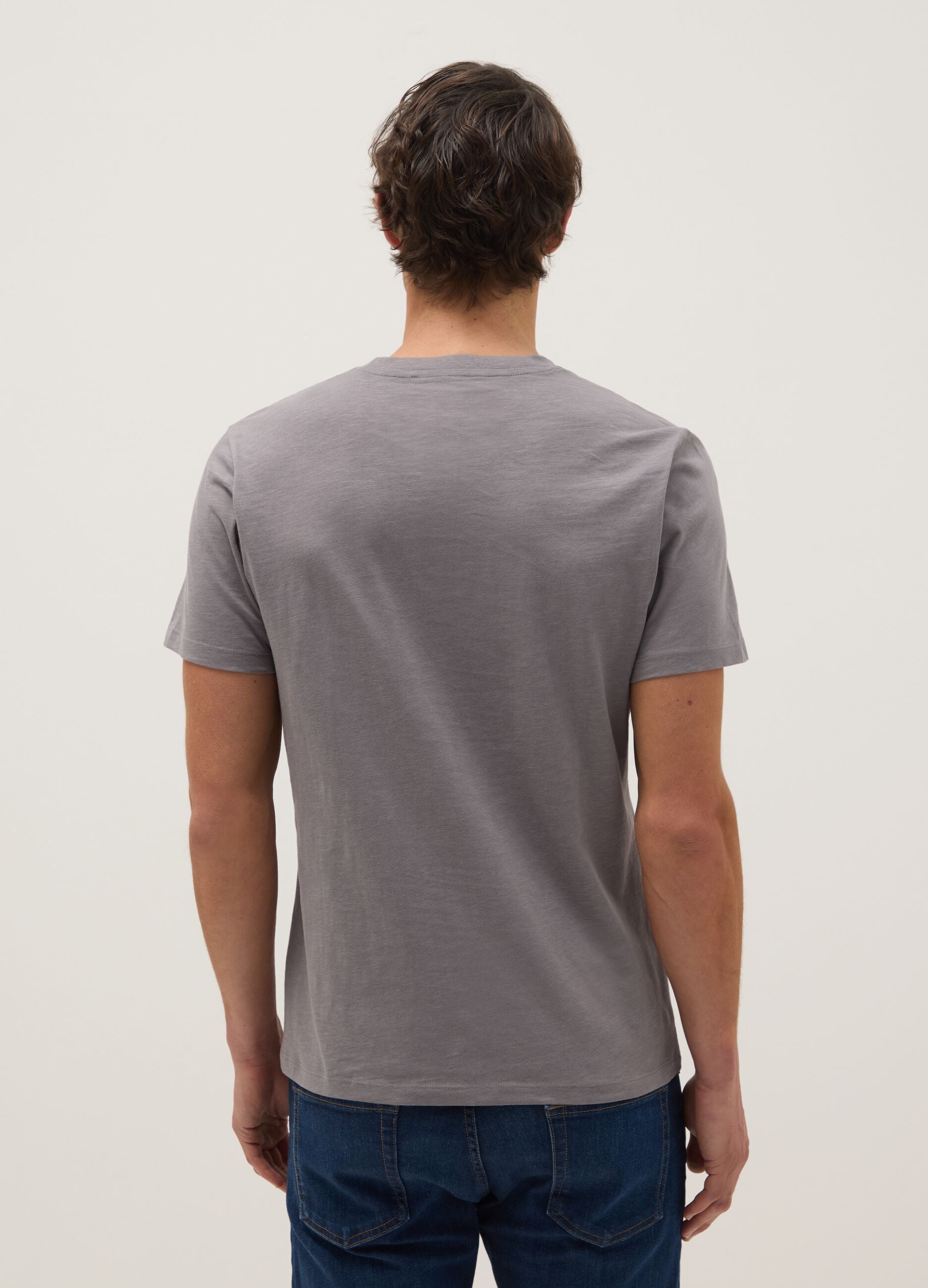 Grey regular fit pure cotton t-shirt