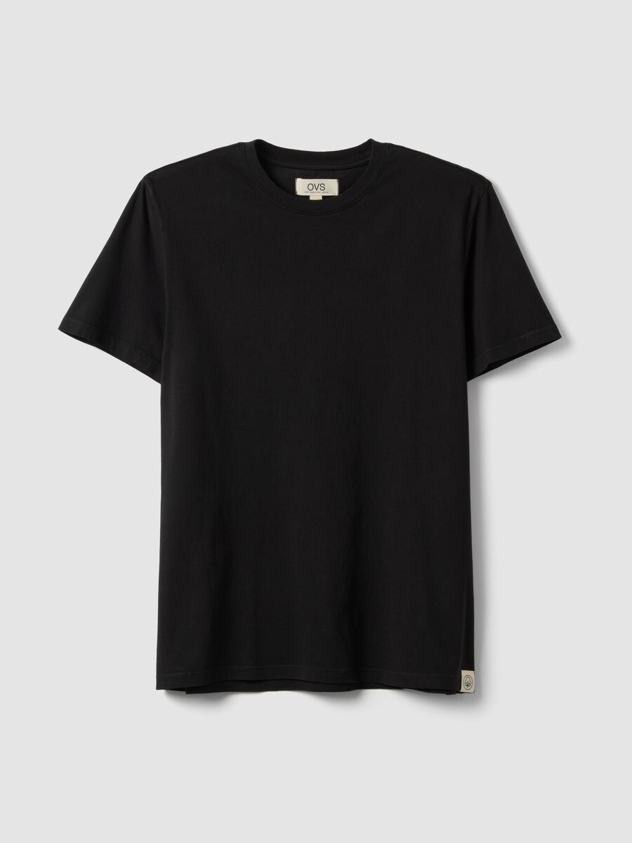 Black pure cotton short-sleeve regular fit T-shirt_4