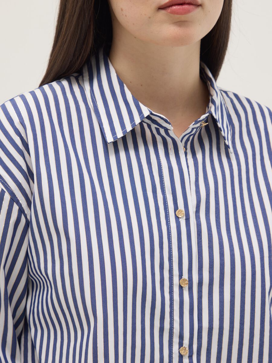 Camicia in misto cotone a righe multicolor regular fit con bottoni_3