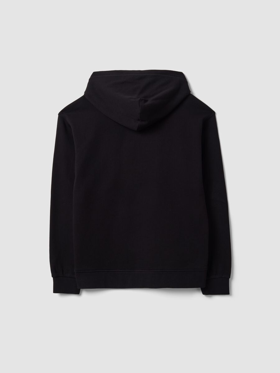 Black organic cotton zip-up hoodie for boys in a relaxed fit_1