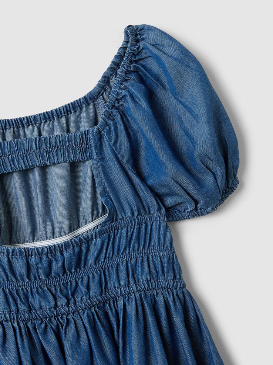 Girls' regular fit blue dress in pure lyocell with elastic_3