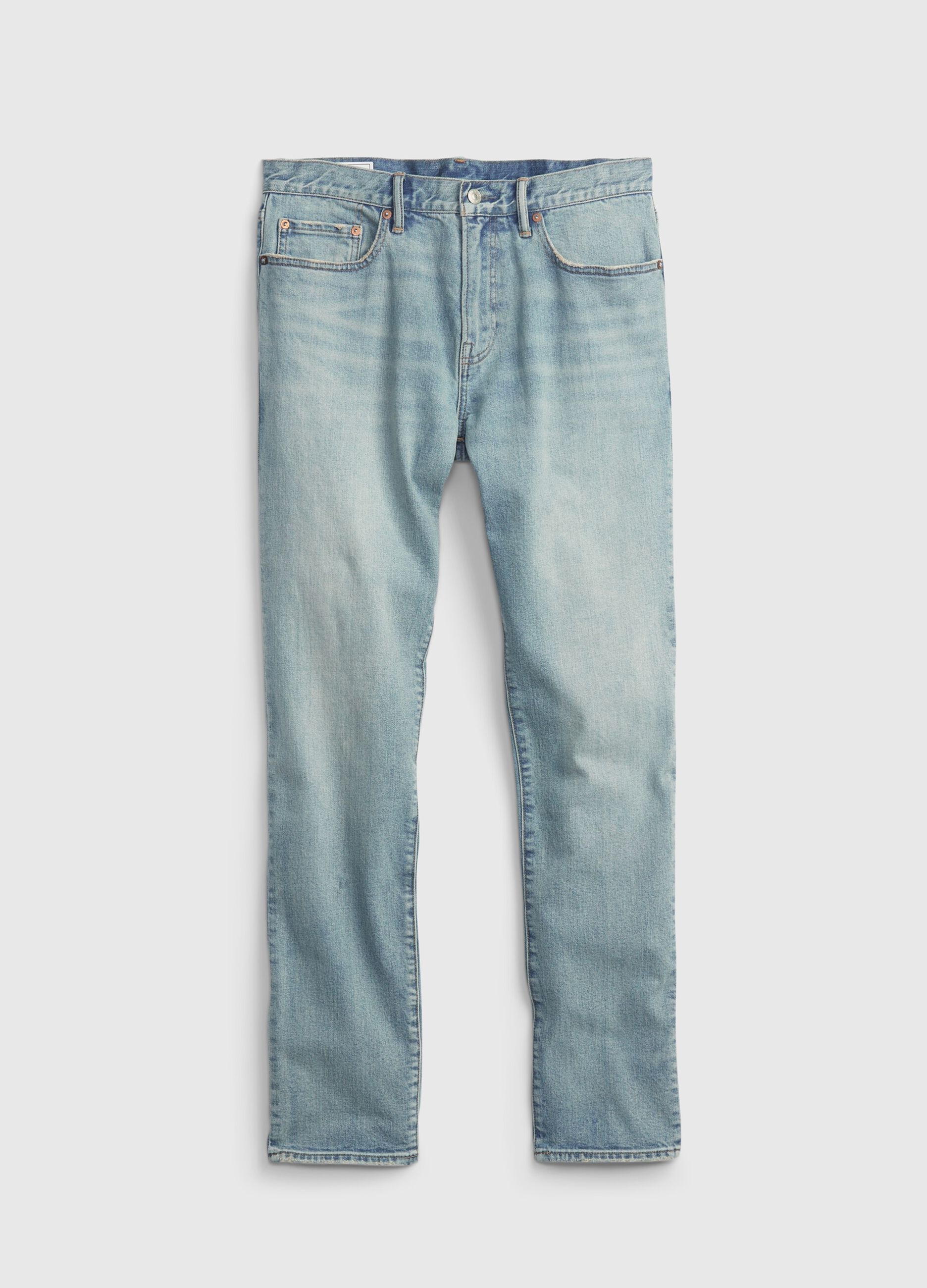 Slim-fit jeans with discolouring