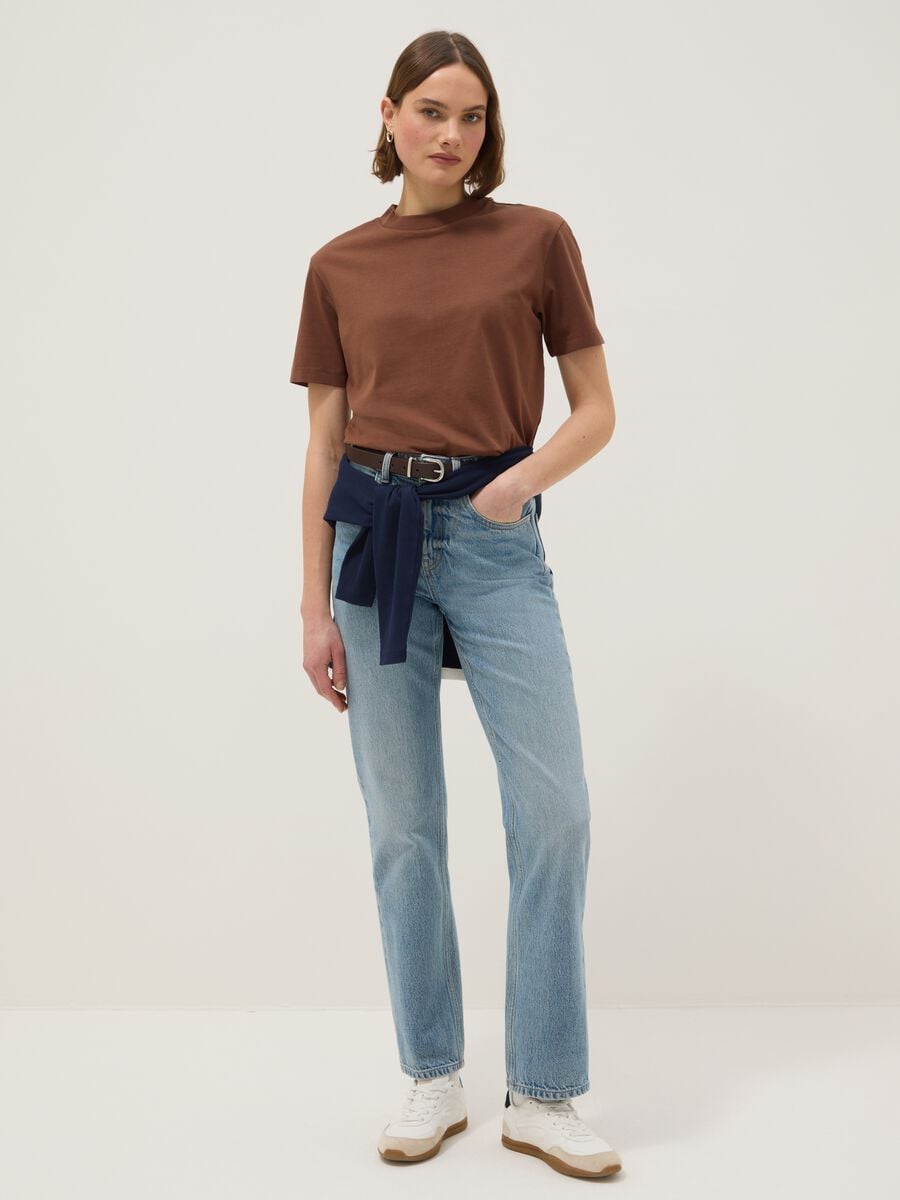Brown pure cotton t-shirt regular fit_1