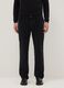 Black cotton blend trousers in regular fit_1