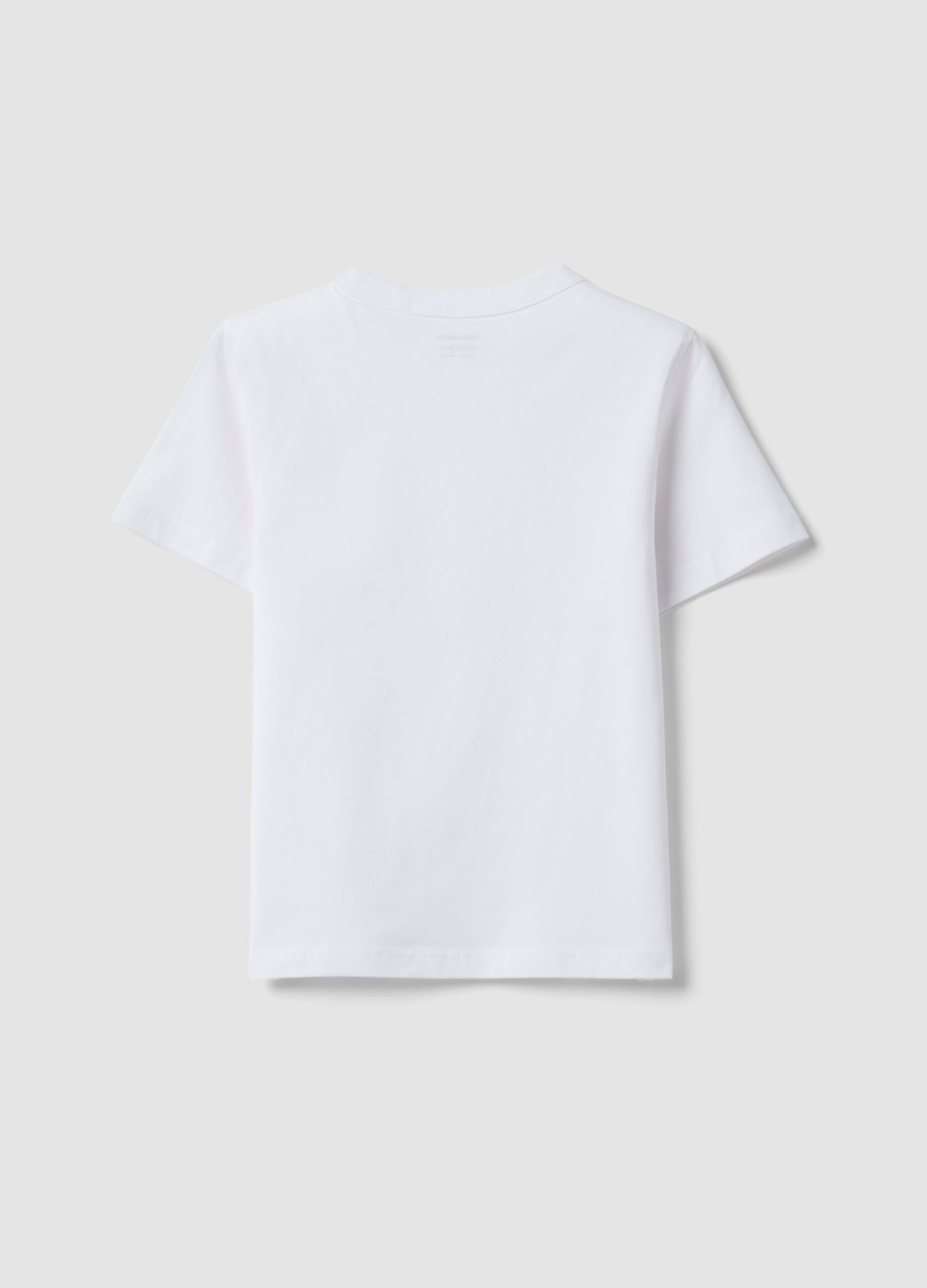White pure cotton kids&rsquo; T-shirt with oversized fit