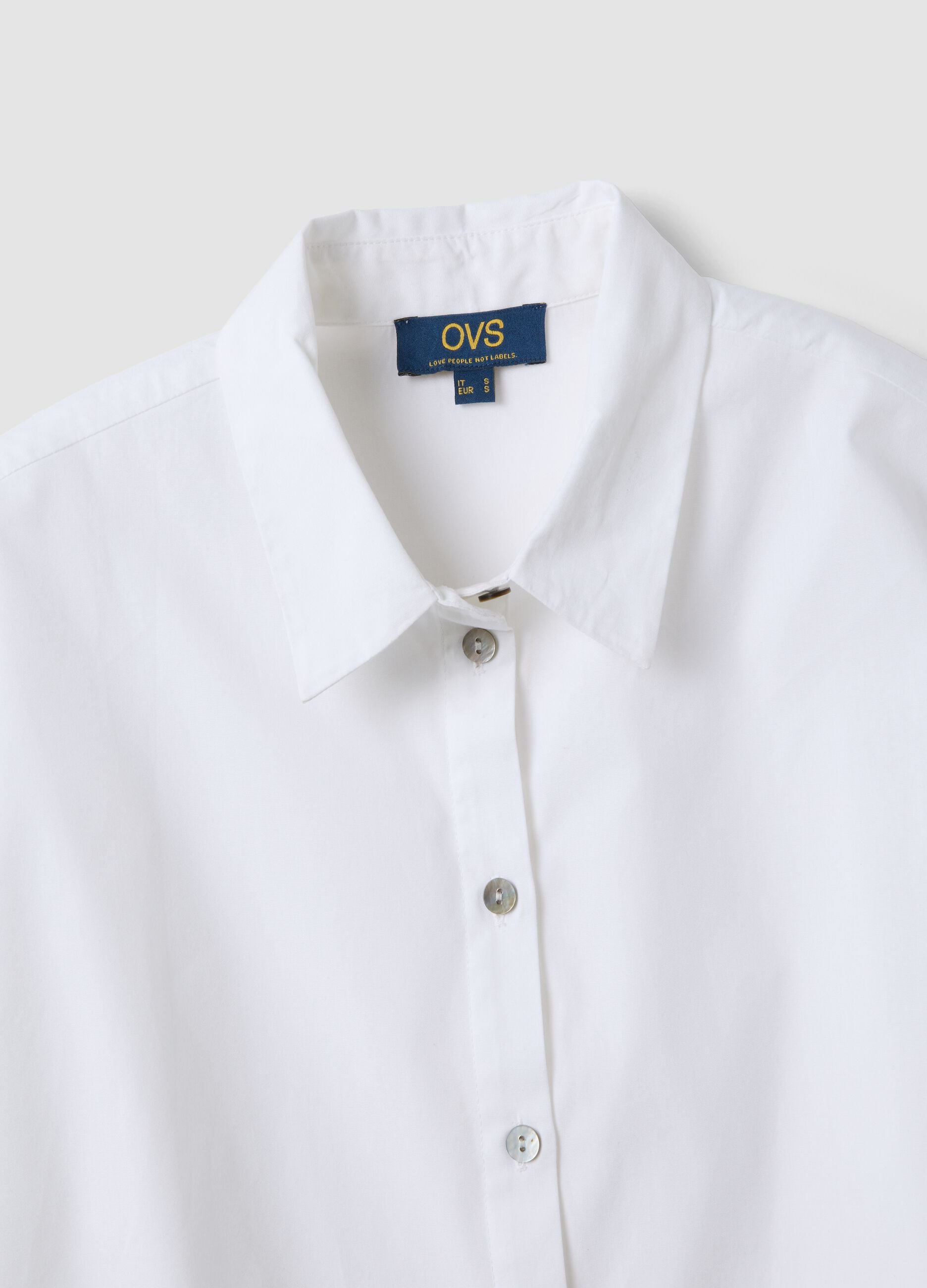 White pure cotton short-sleeve regular-fit shirt