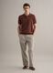Brown regular fit polo in cotton, linen, and silk blend_1