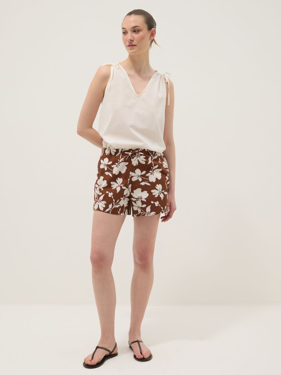 White pure cotton V-neck blouse, regular fit_2