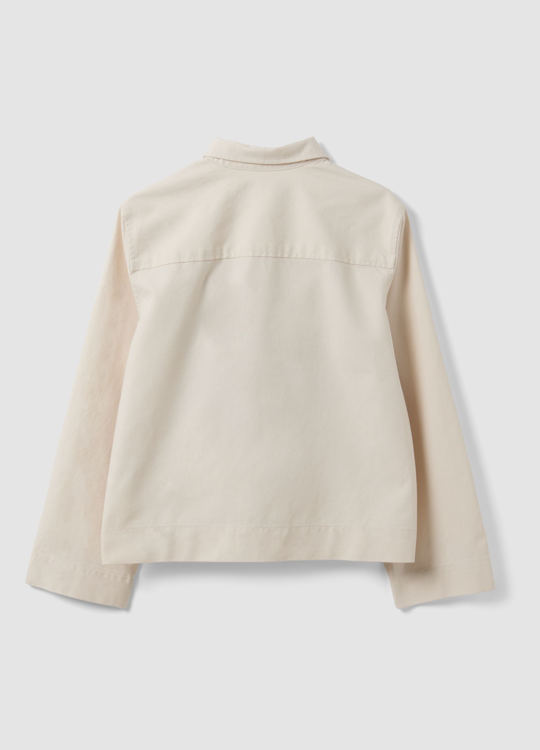 White linen and lyocell blend blazer with contrasting embroidery, regular fit