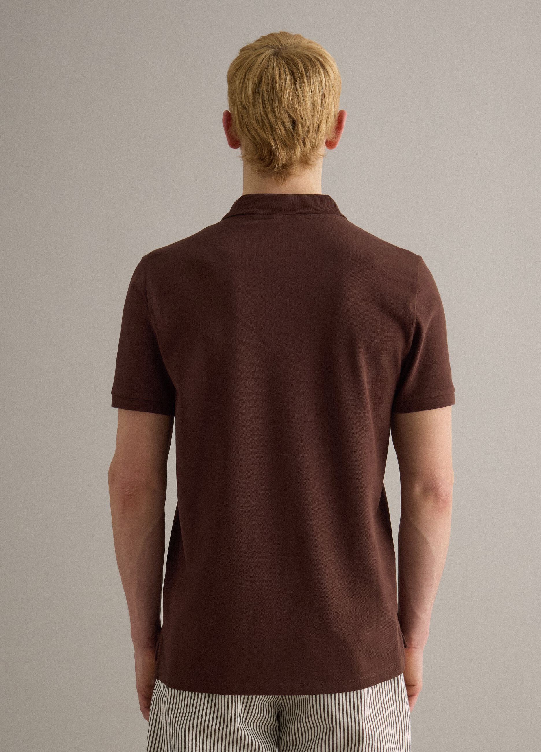 Brown Supima cotton polo shirt, regular fit