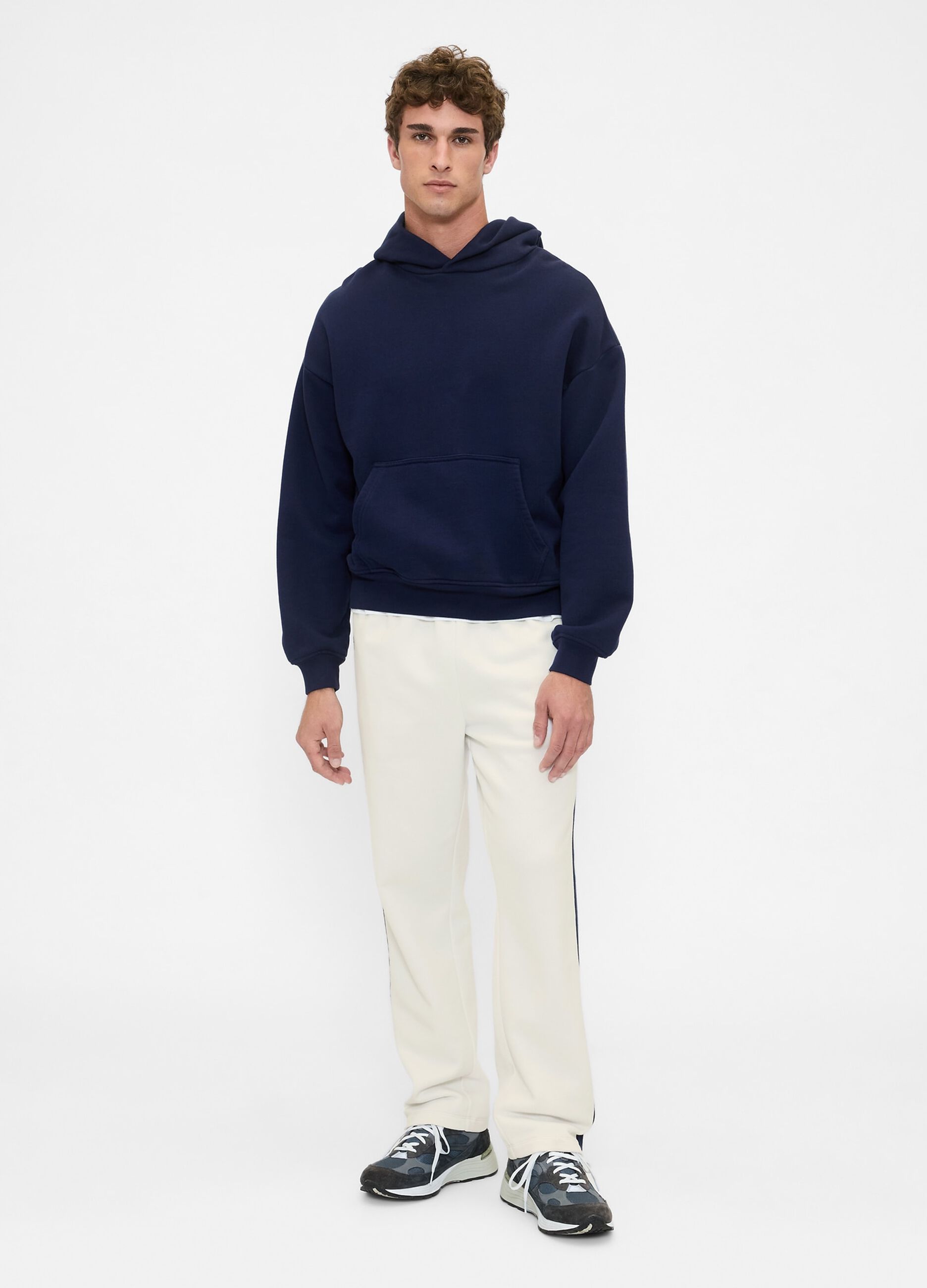 Men's White Trousers in Cotton and Polyester Blend