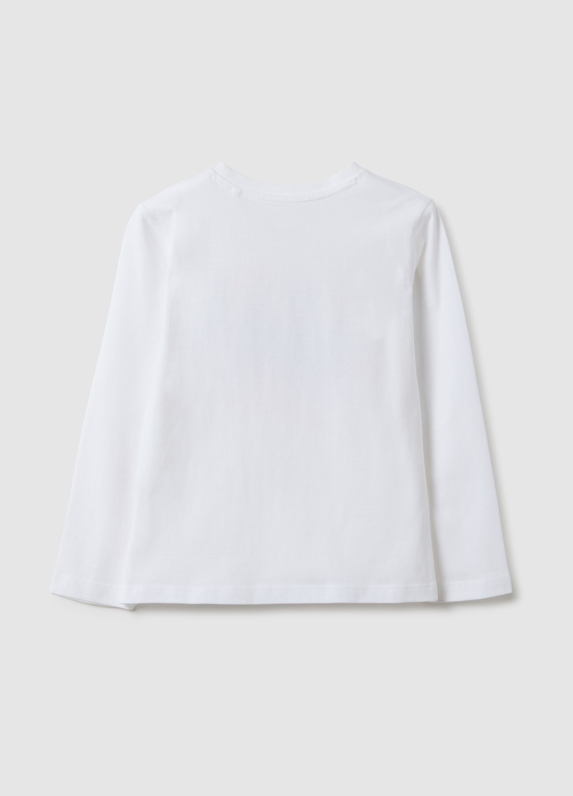 White Pure Cotton Girls' T-Shirt Regular Fit