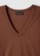 Short-sleeve brown pure cotton T-shirt, regular fit, deep V-neck_5