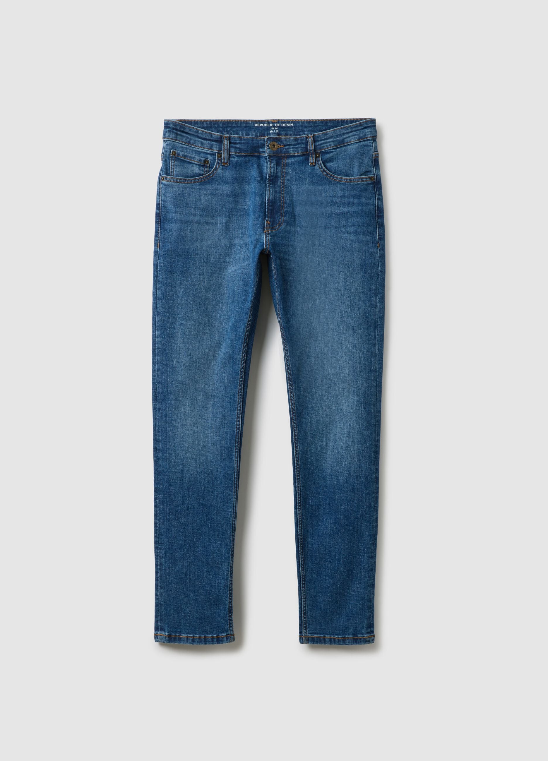 Slim fit stretch cotton blue jeans