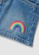 Blue pure cotton girls&rsquo; denim shorts, wide leg with embroidery_3