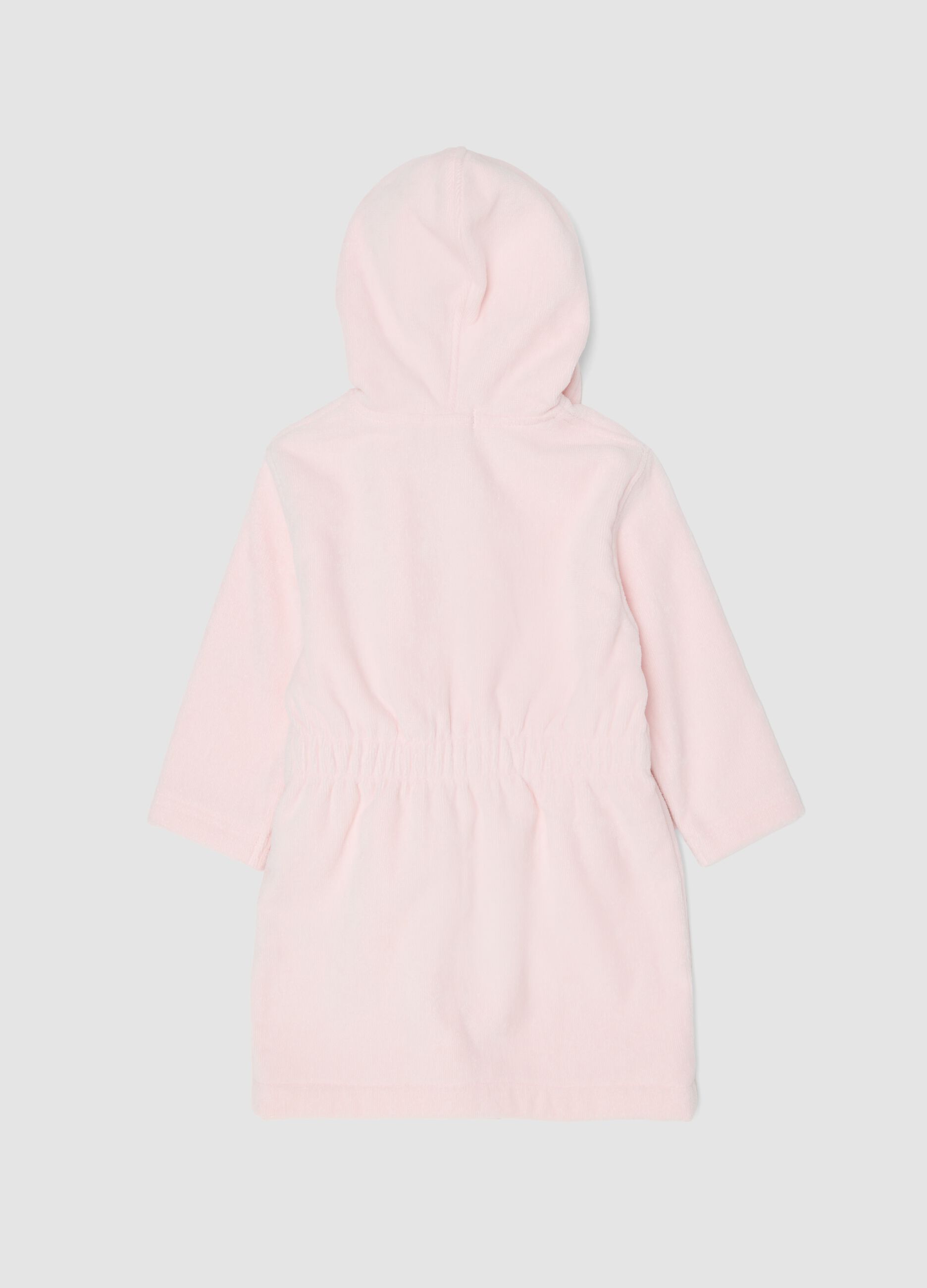 Pink organic cotton hooded bathrobe for baby girls and toddlers