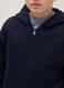 Boy's blue hoodie in pure cotton with oversized fit and zip_2