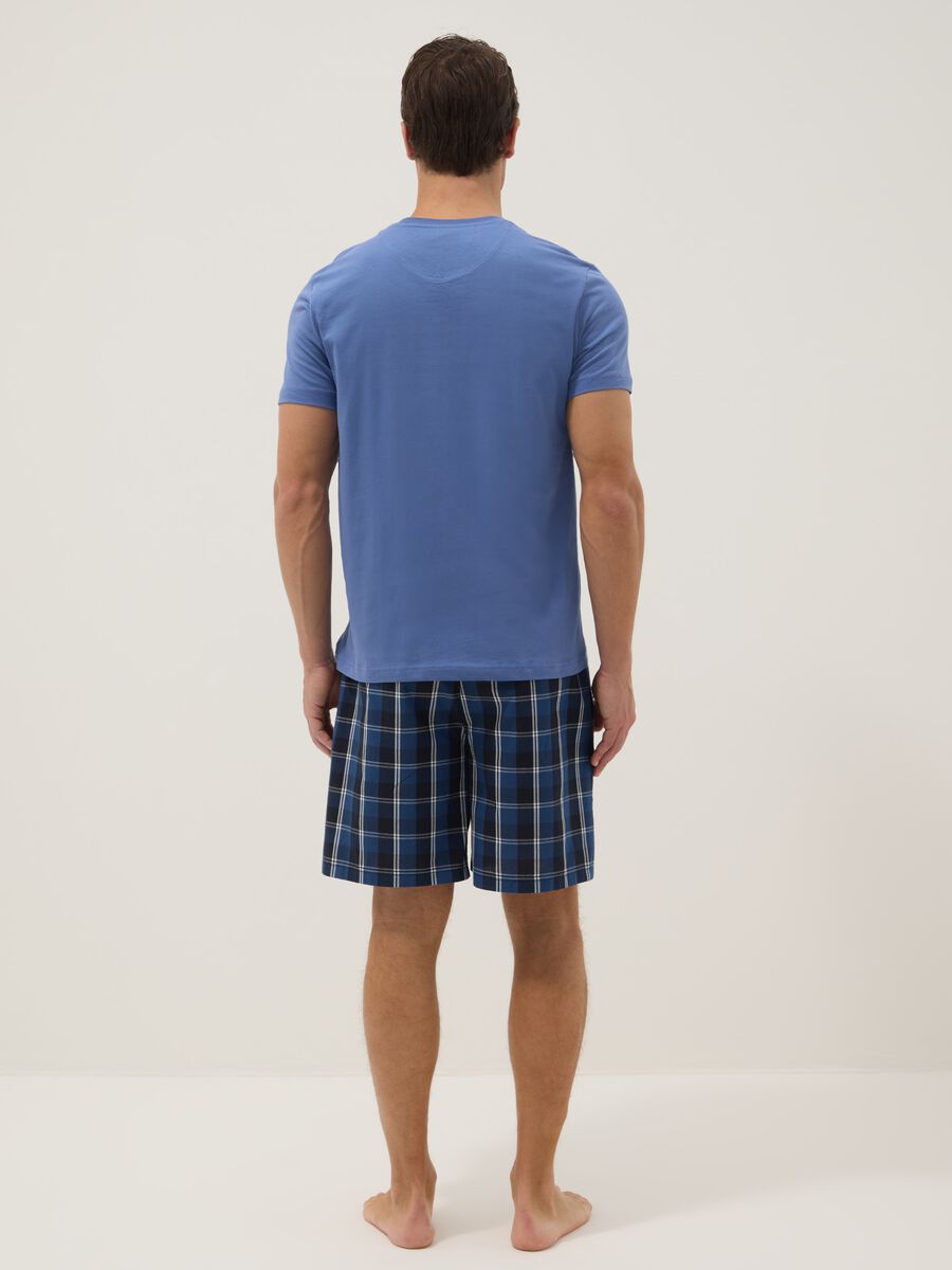 Regular fit short blue checked pure cotton pyjamas_2