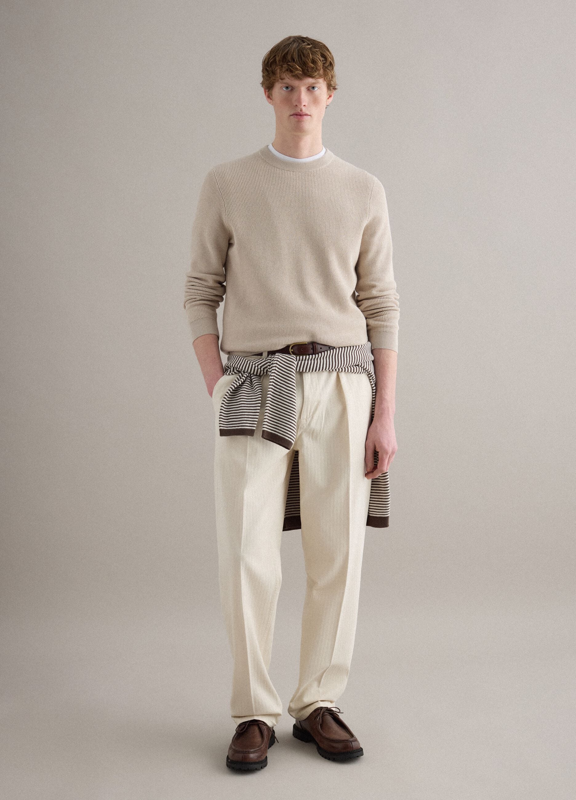 Beige Regular Fit Cotton Chinos
