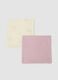 2-pack of pink and white pure cotton muslin squares for baby girls_0