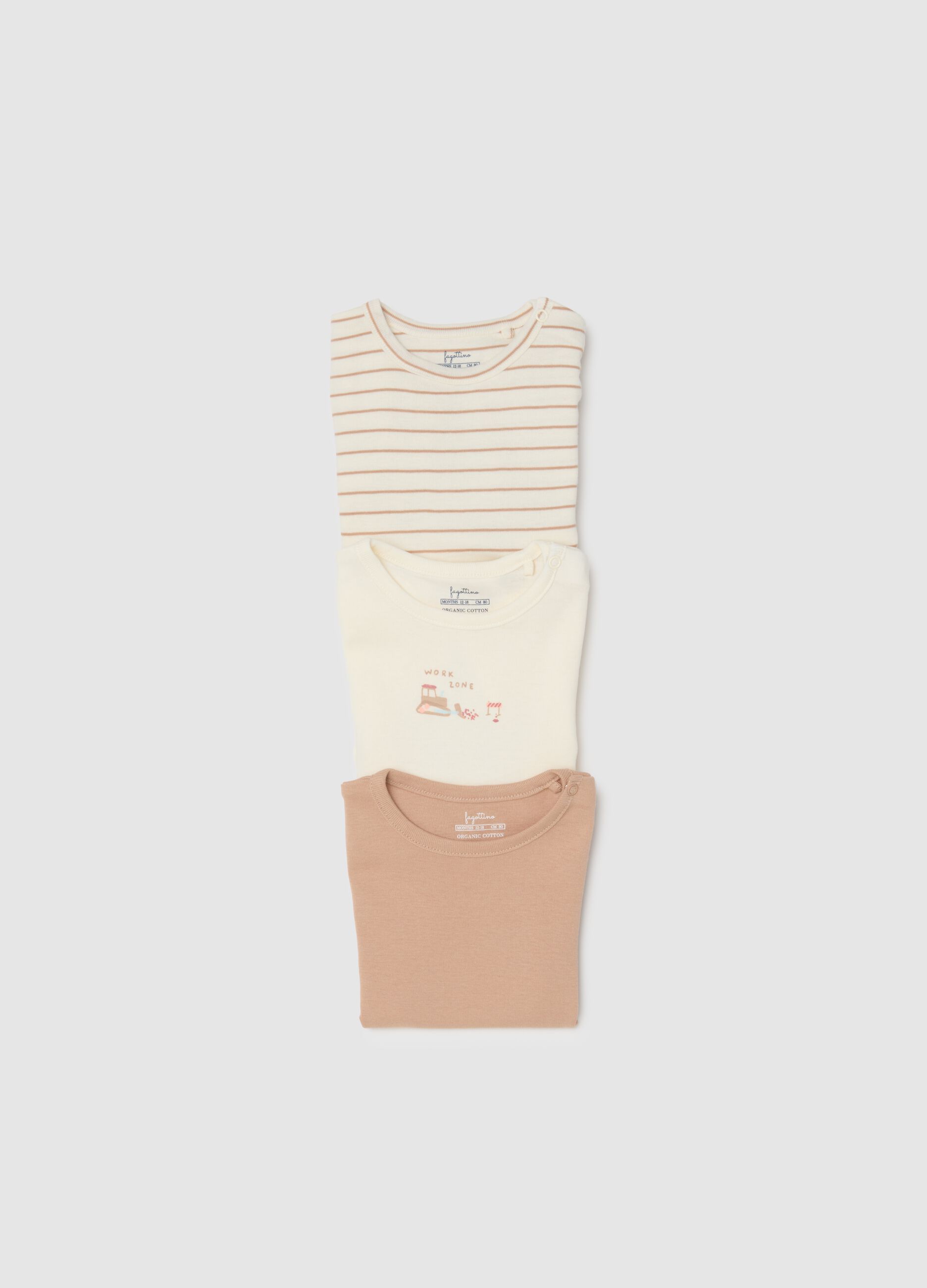 Newborn Short-Sleeved Multicolour Cotton Bodysuit Tripack