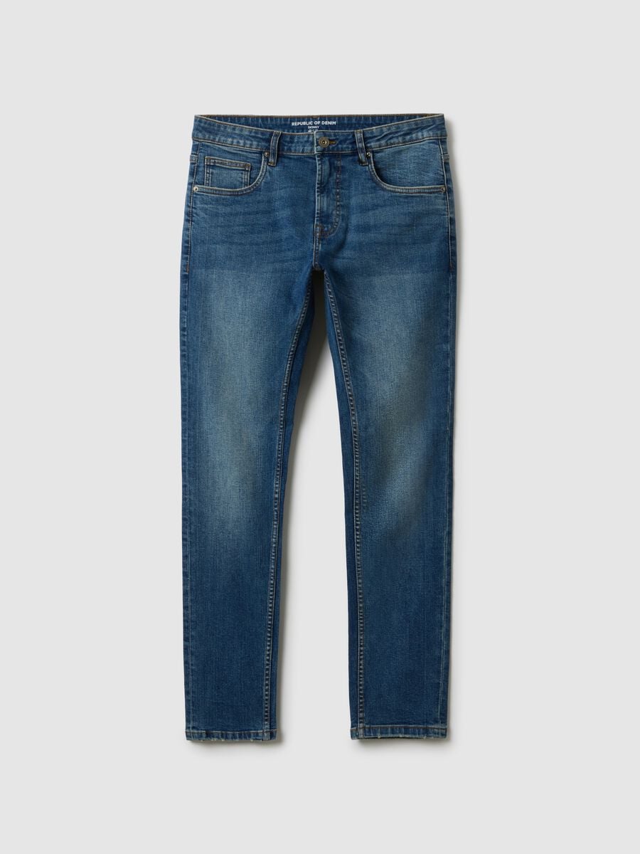 Skinny fit blue stretch cotton jeans_4