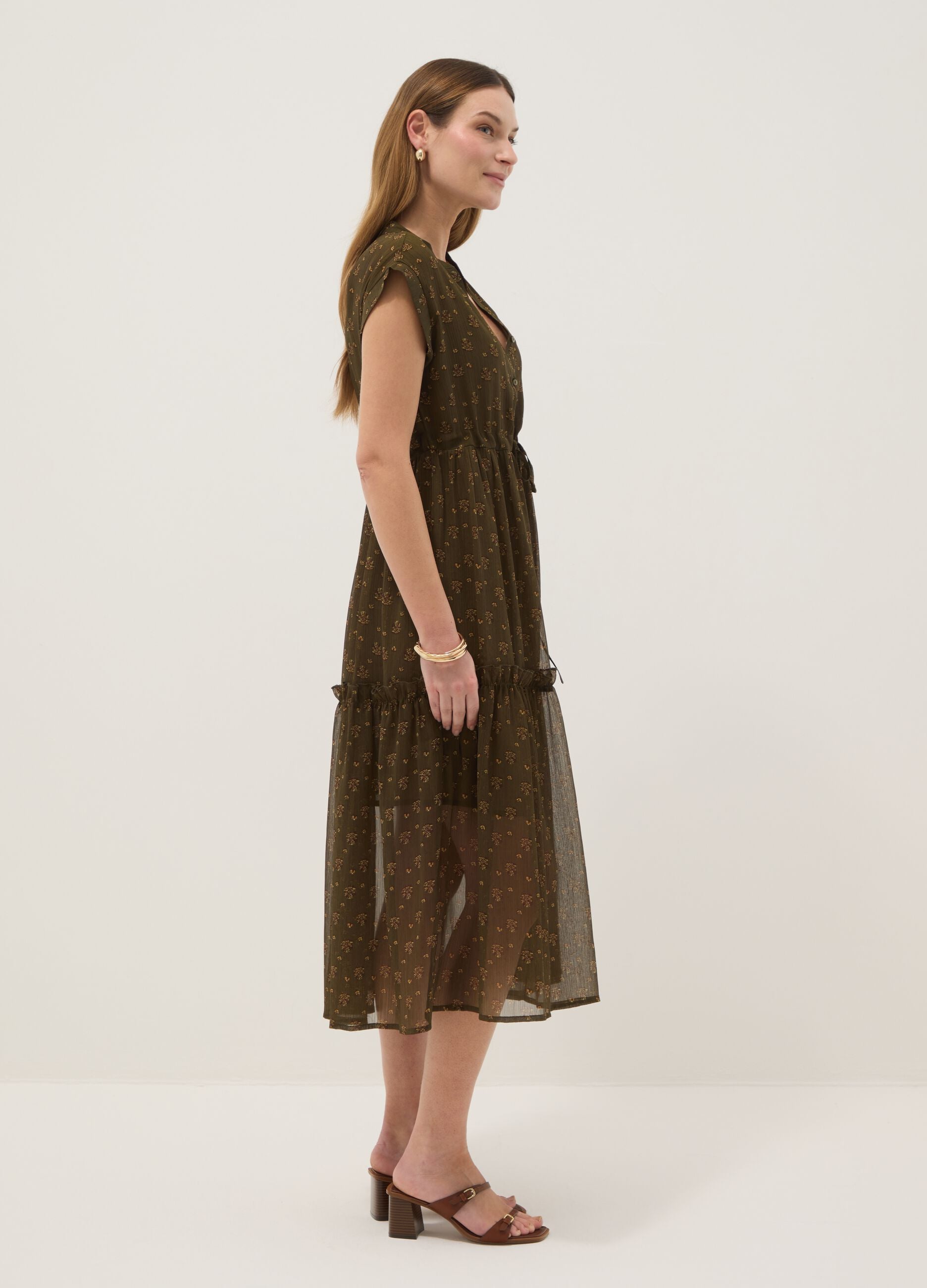 Sleeveless Green Floral Maternity Dress