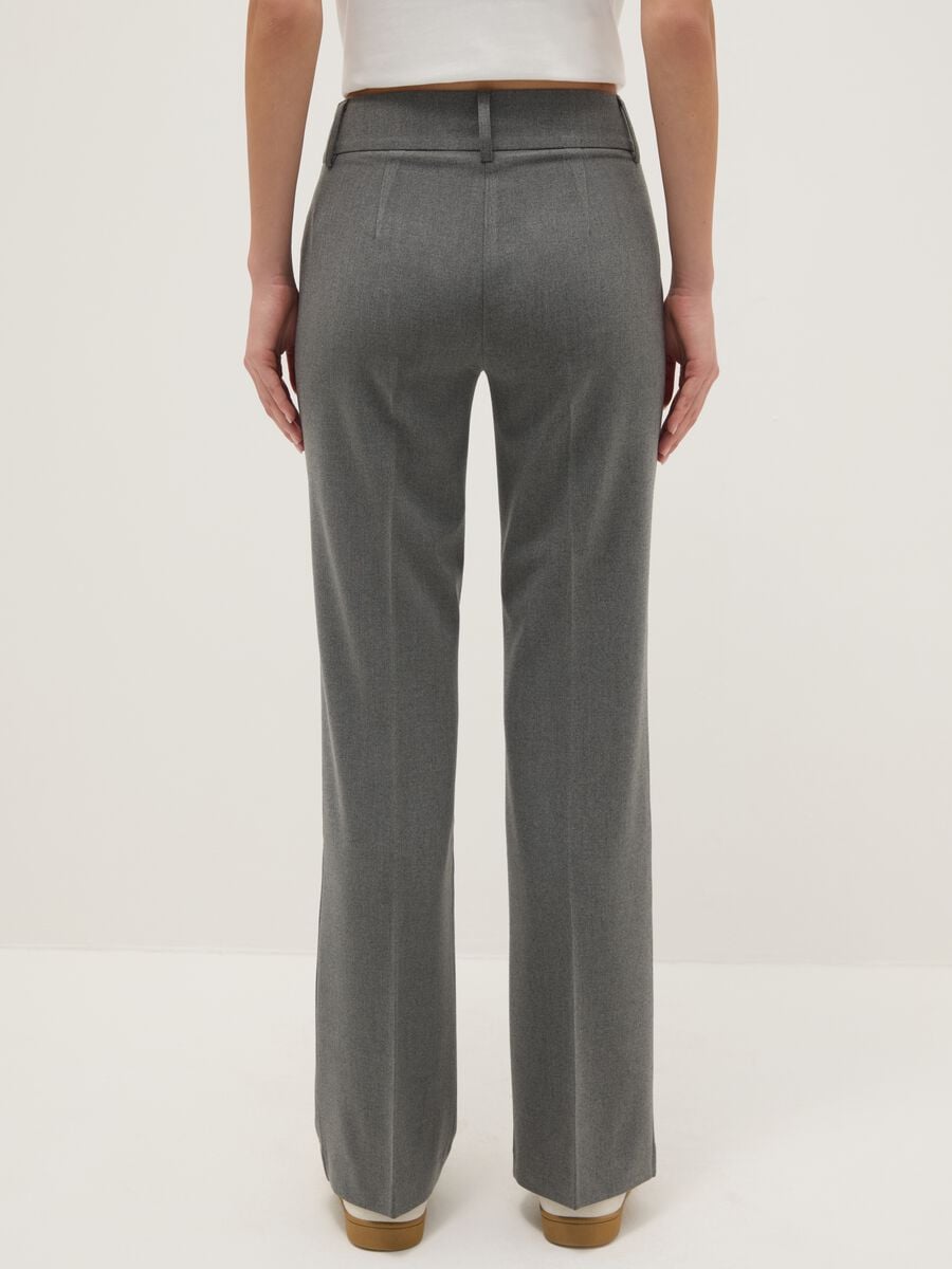 Grey Stretch Flare Fit Trousers_2