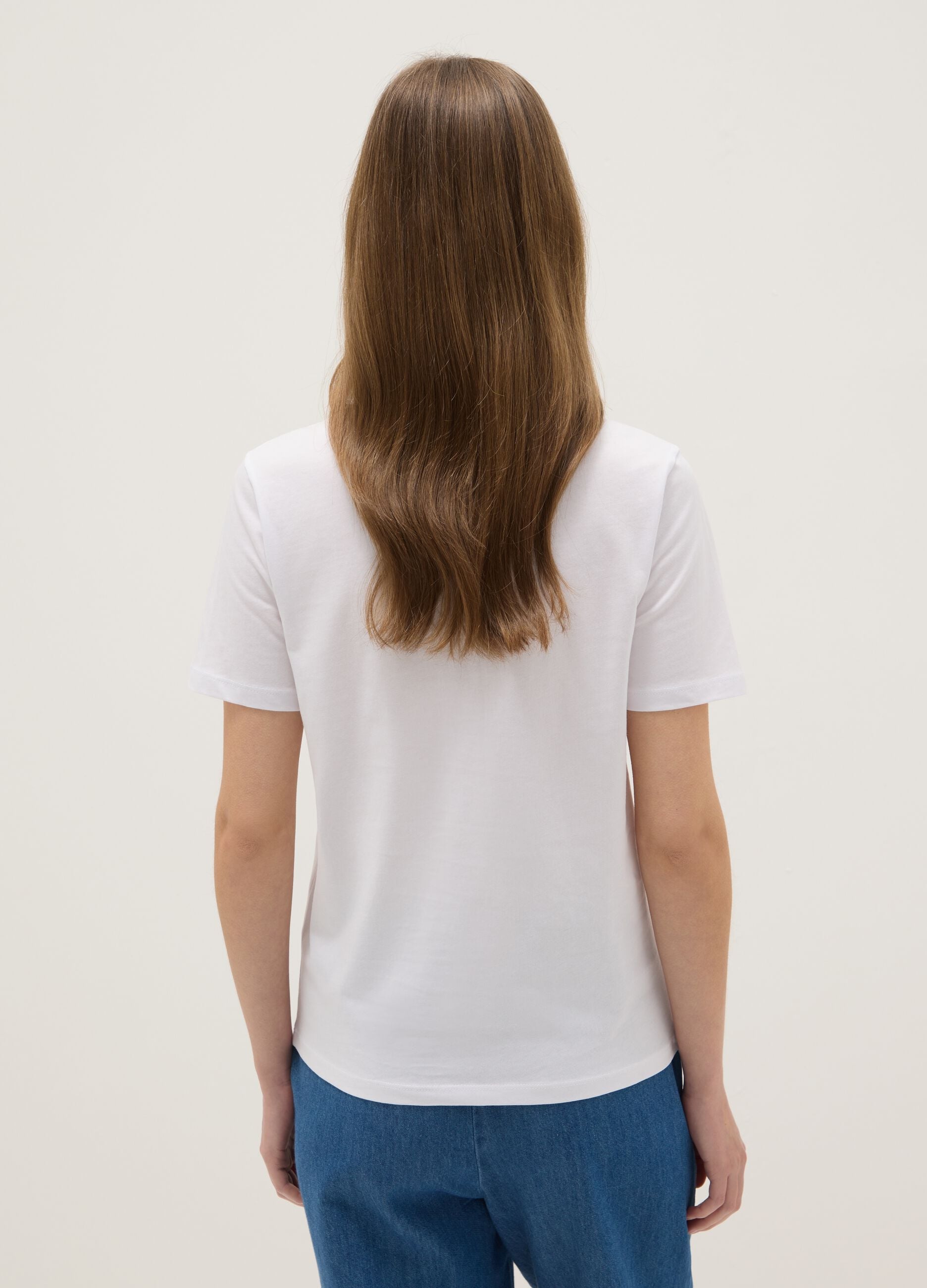 White pure cotton regular fit T-shirt