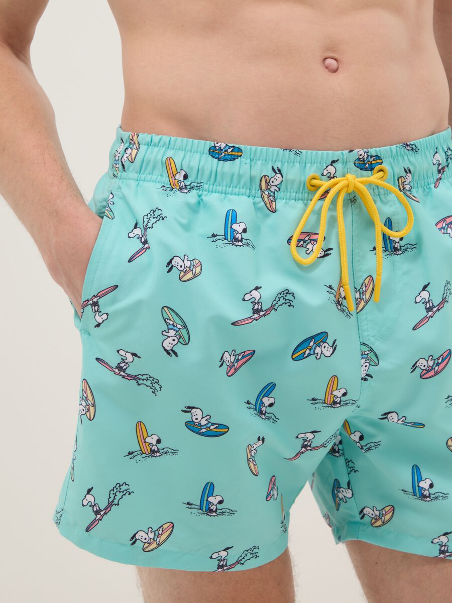 Blue swimsuit with Snoopy surf prints_3