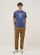 Blue short-sleeve pure cotton T-shirt with print_1