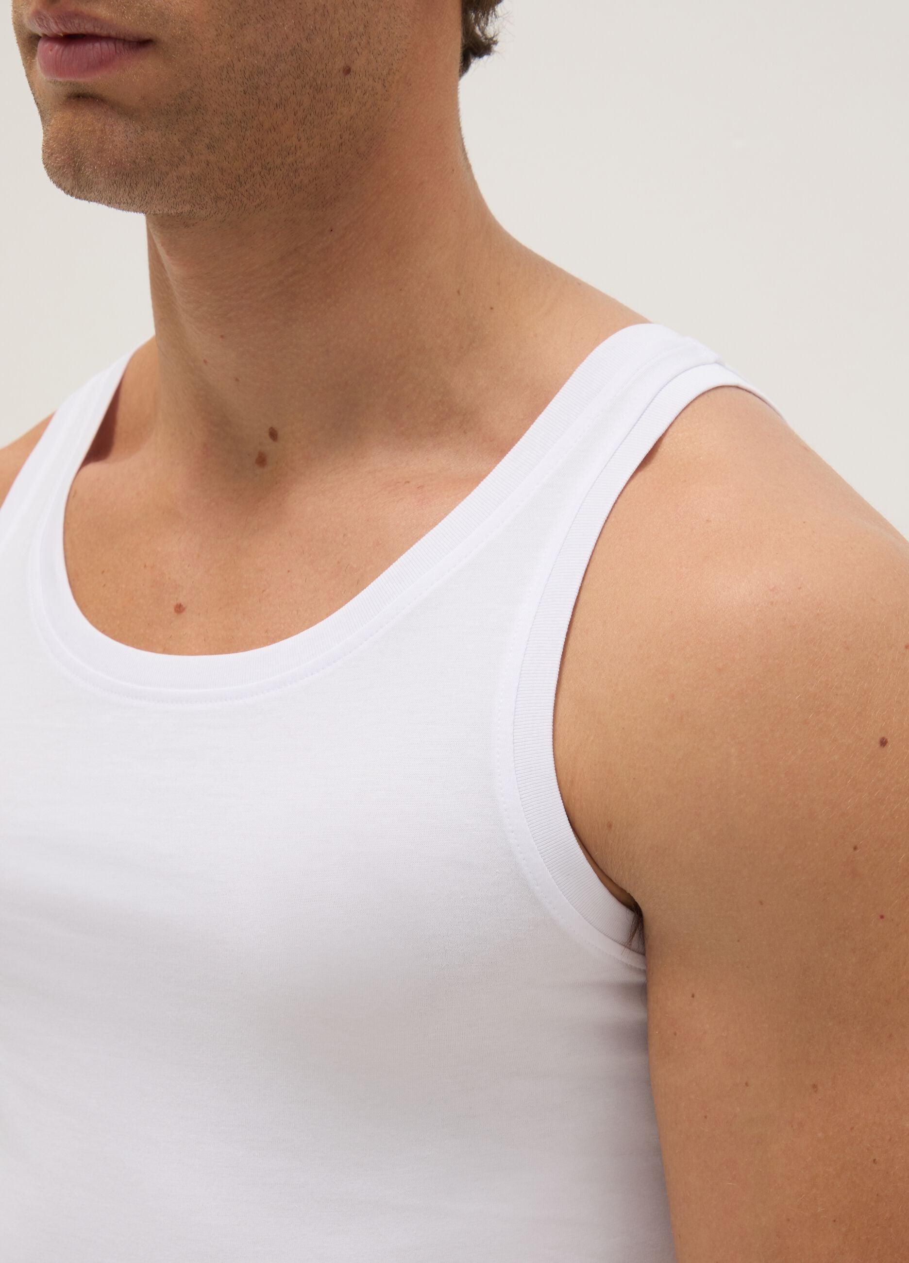White pure cotton tank top regular fit
