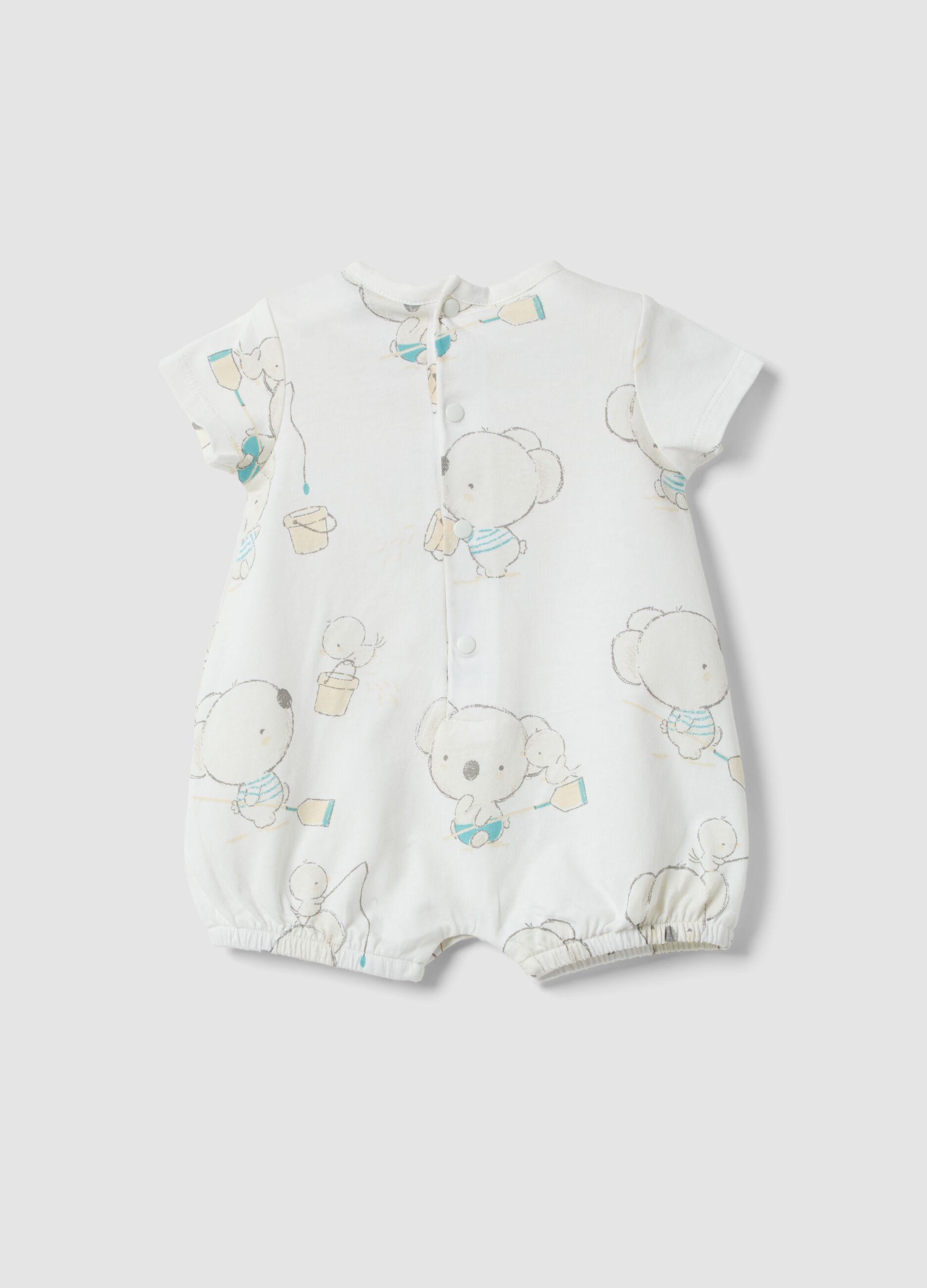 White pure cotton baby romper with prints