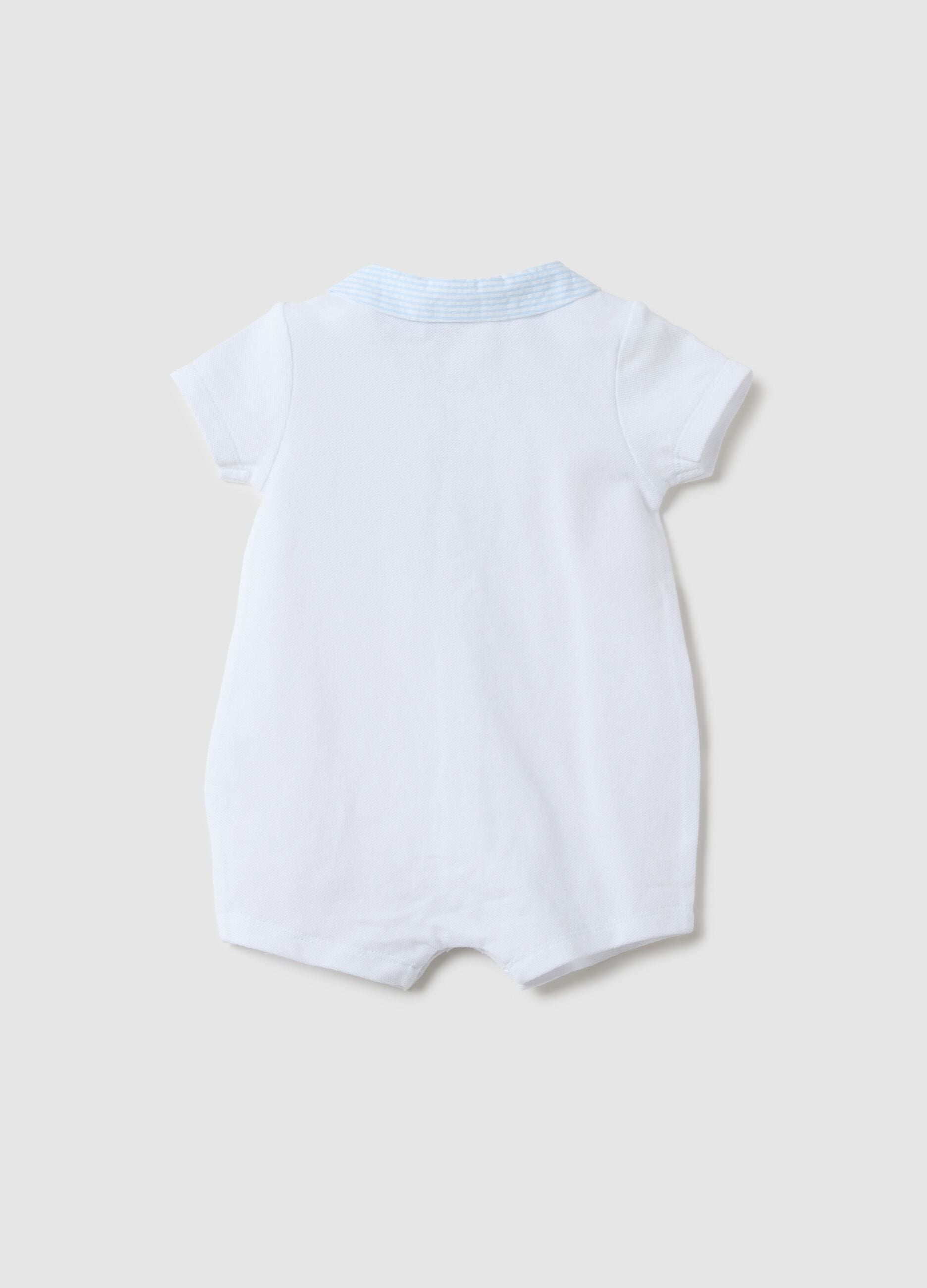 Newborn pure white cotton romper with pointed collar