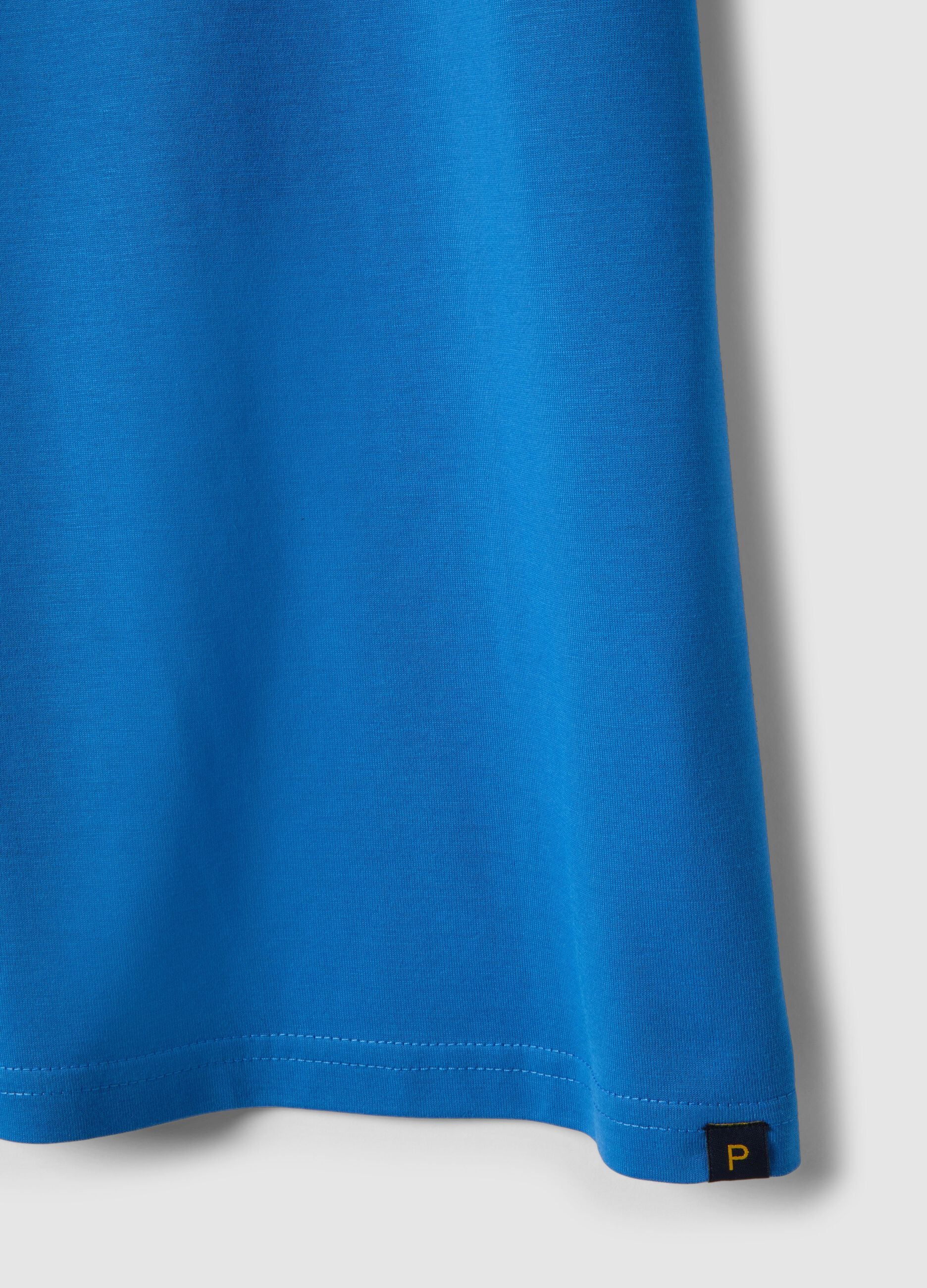 Blue pure cotton crew neck T-shirt relaxed fit