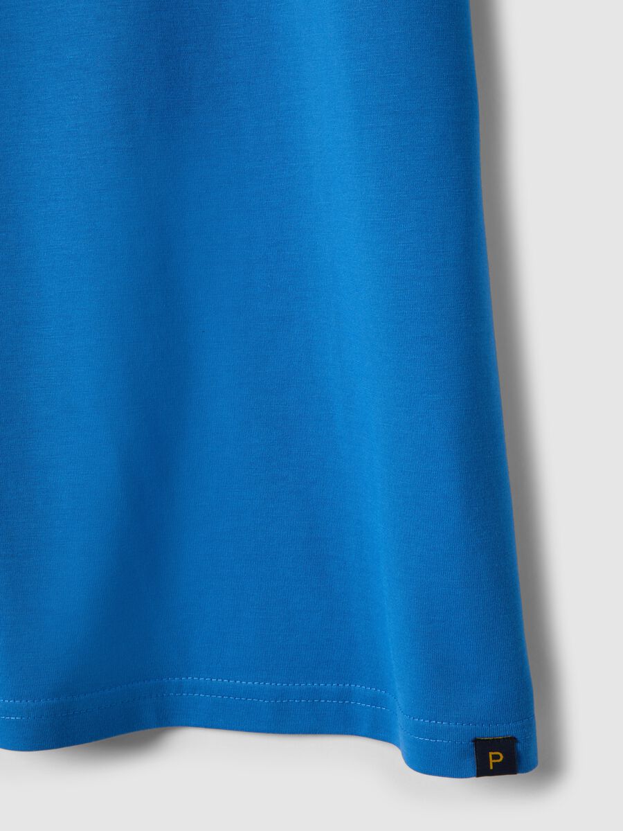 Blue pure cotton crew neck T-shirt relaxed fit_5